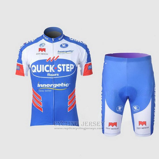 2011 Cycling Jersey Quick Step Floor White and Sky Blue Short Sleeve and Bib Short